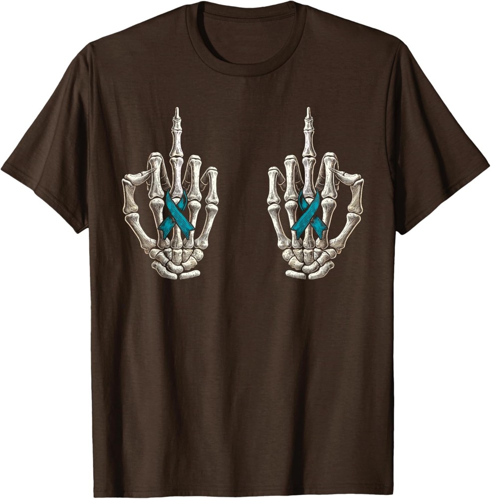 Skeleton Hands Cancer Awareness Month Ovarian T-Shirt
