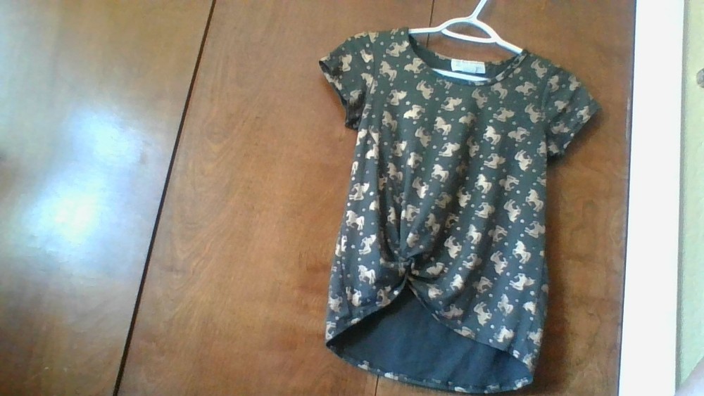 Glitter Girl Cute Gold Unicorns & Stars Green Short Slv Shirt Size 10/12