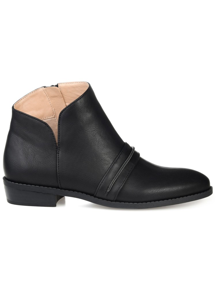JOURNEE COLLECTION Womens Black Strap Harlow Almond Toe Block Heel Booties 7.5 M