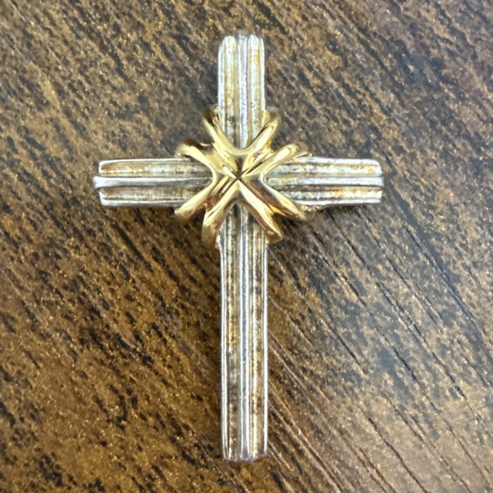 Tiffany & Co. Signature Cross Necklace SV925 K18YG Silver Gold
