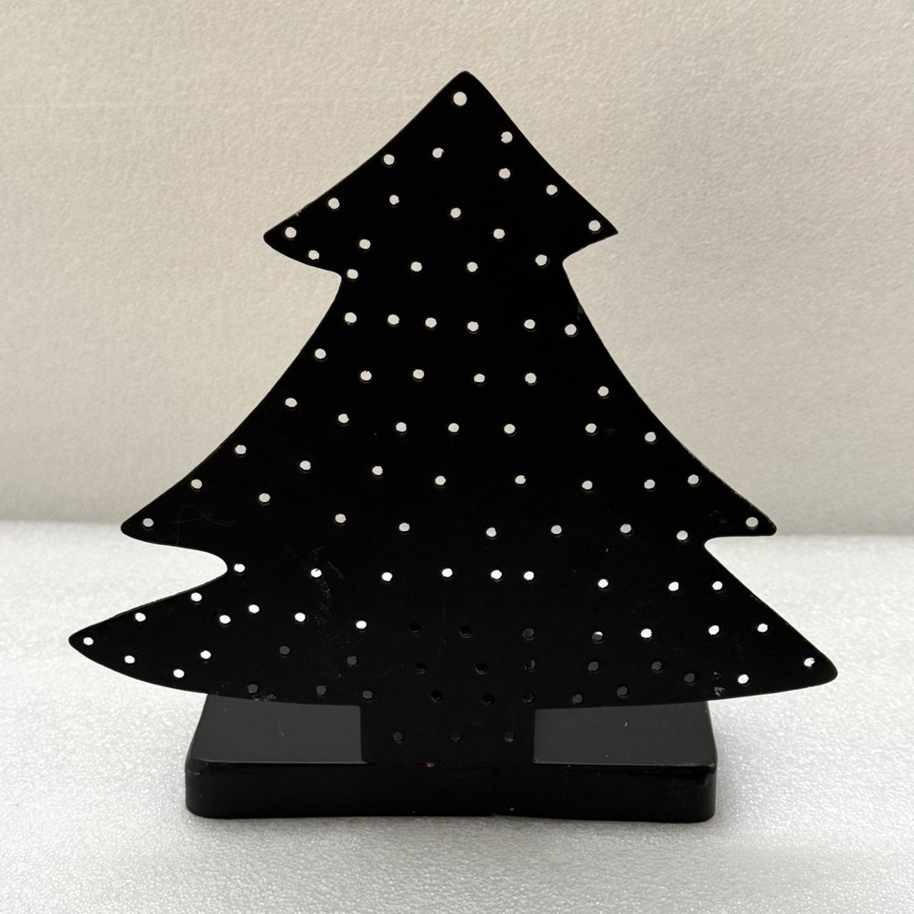 Black Metal Christmas Tree Tea Light Votive Candle Holder Stand Rustic Decor
