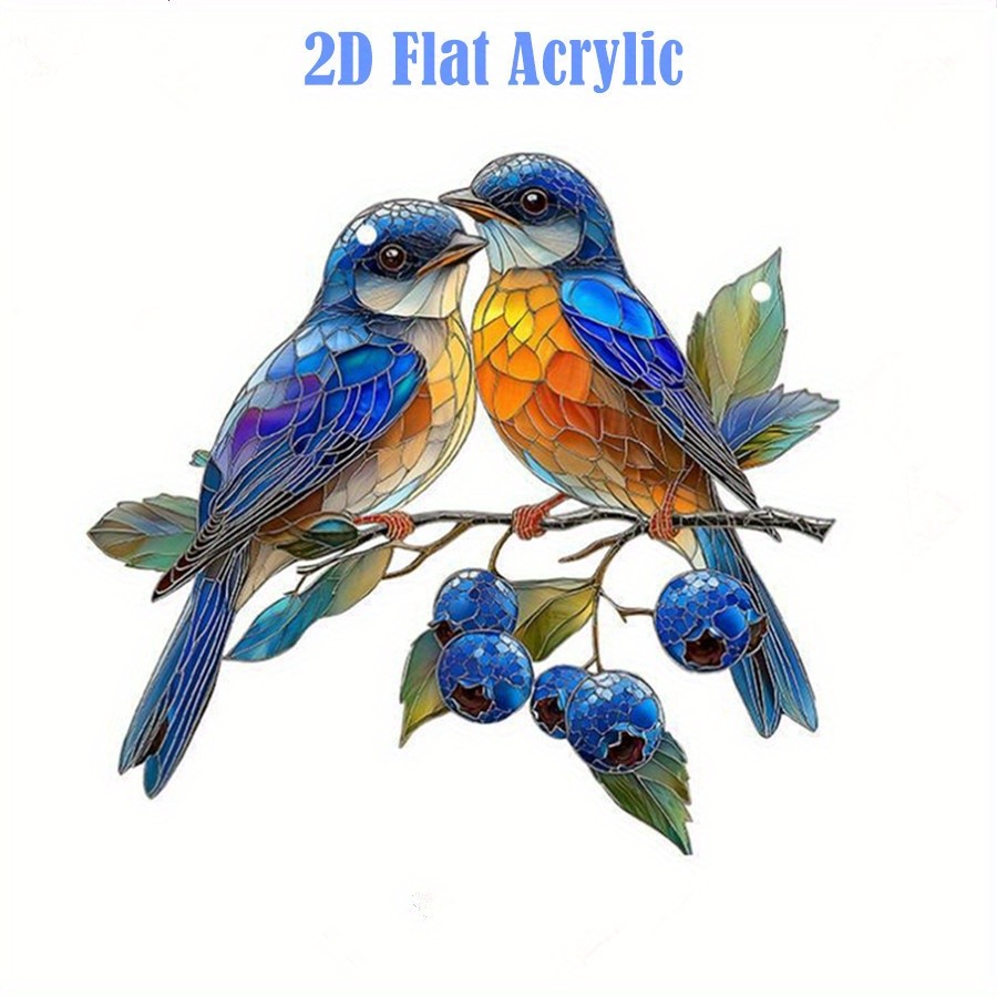 2 Pcs Acrylic Hummingbird Catcher Stained Style Window Hanging Decoration
