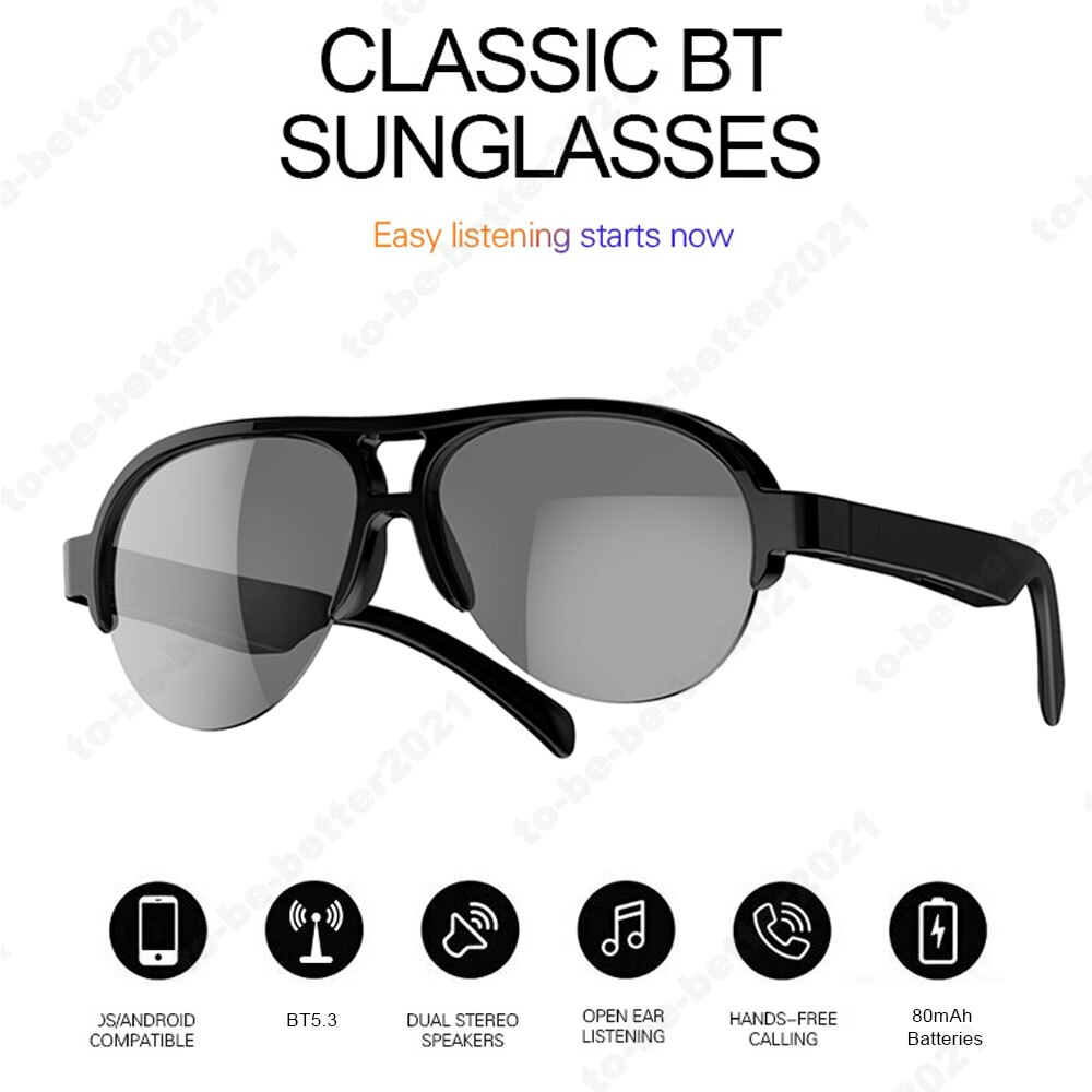 Wireless Bluetooth 5.3 Smart Glasses with UV Protection for Hands-Free Calls & Music