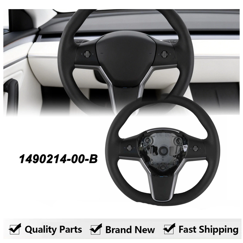 Steering Wheel for Tesla Model 3 Y Driver Heated Leather Black 1490214-00-B