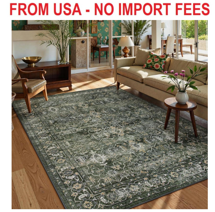 Lahome Margot Washable Area Rugs 5x7 Green Rugs for Living Room,Boho Rug for Bed