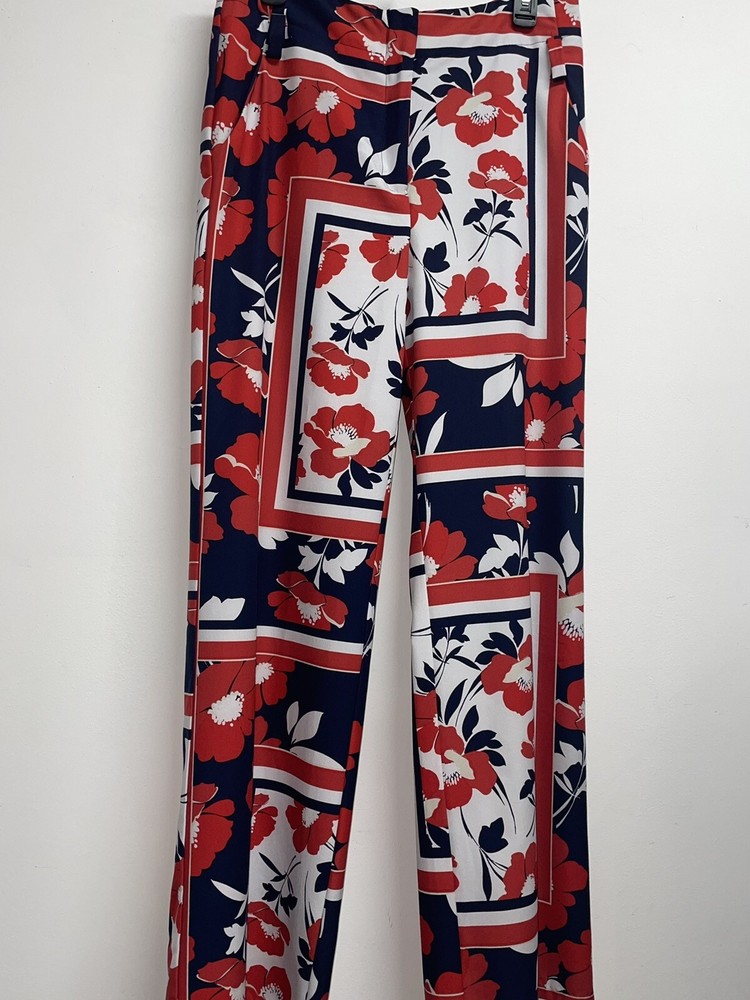 7th AVENUE red white blue Floral Pants Slacks - Women’s Size 10 Average