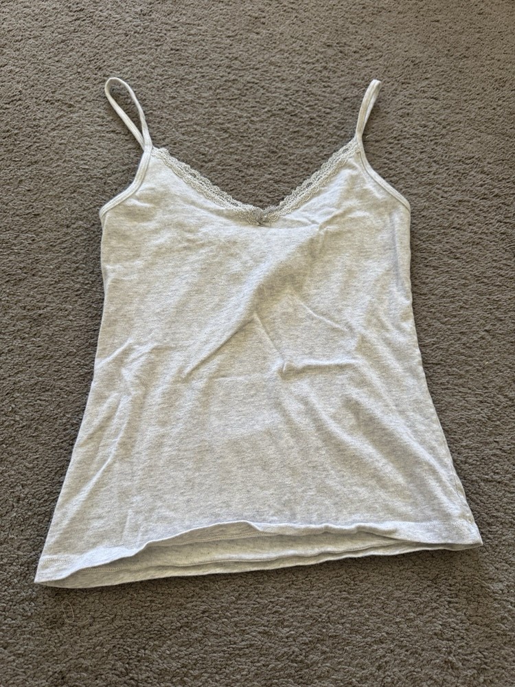 Brandy Melville Grey Lace V Neck Tank OS