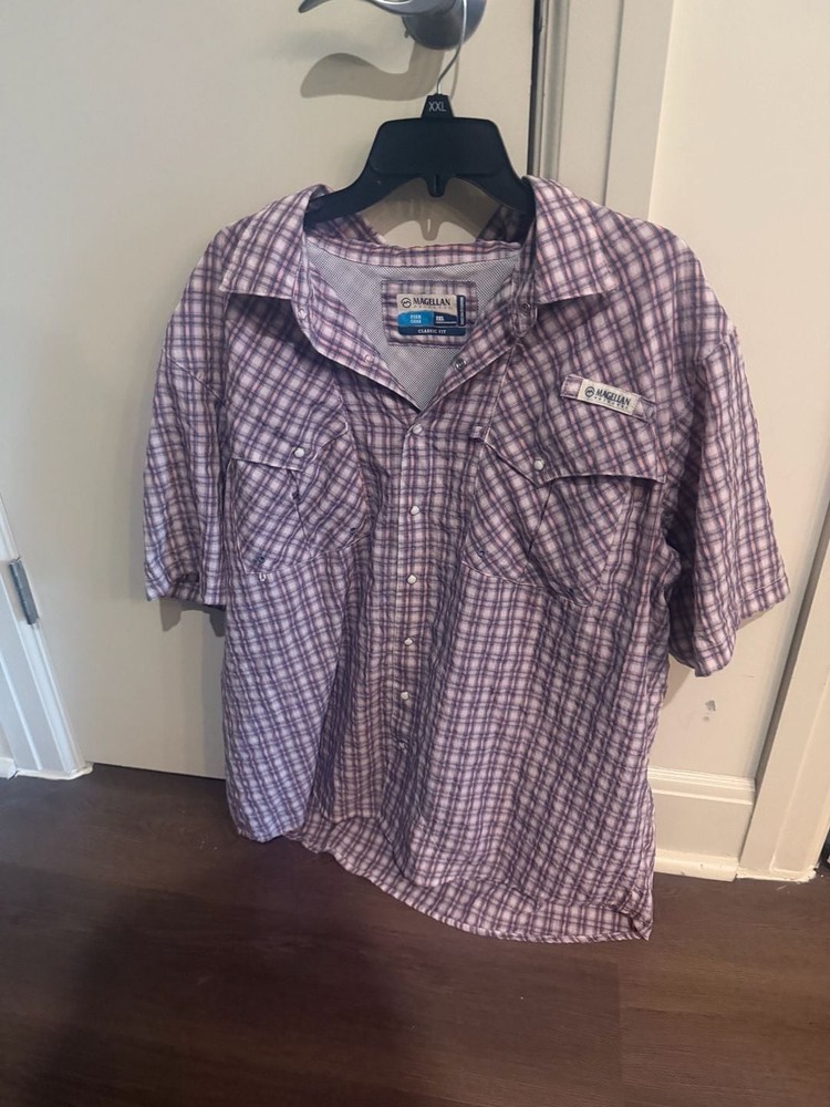Magellan Outdoors Fish Gear Plaid Short Sleeve Shirt 2XL