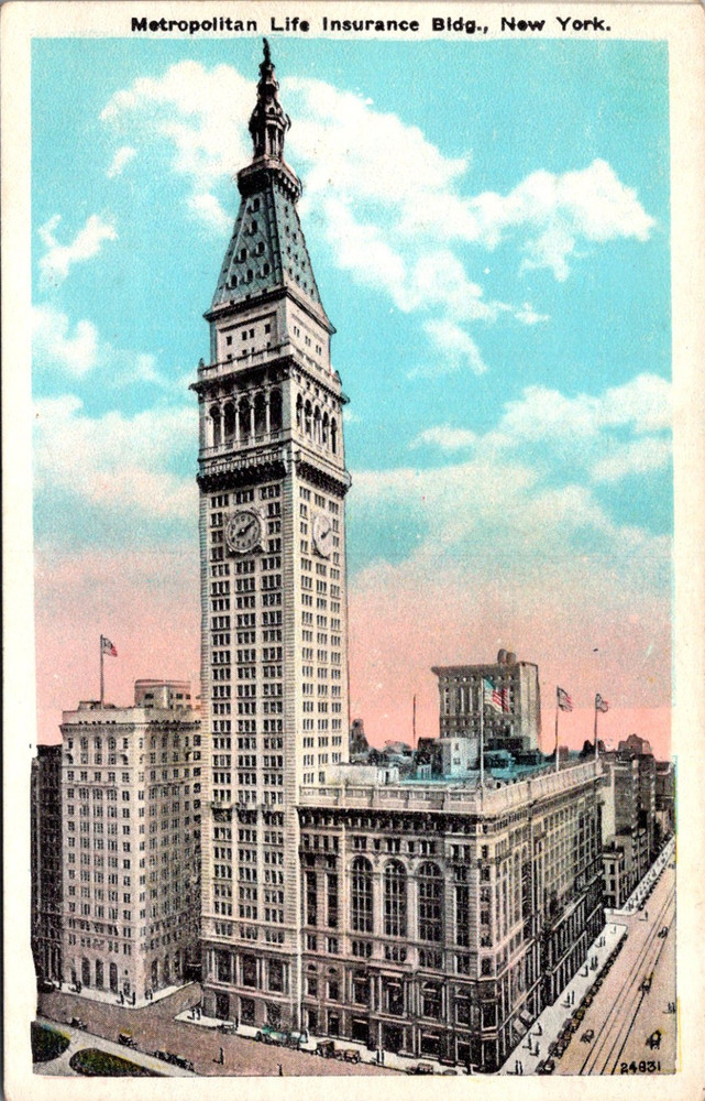 New York City NY-New York Metropolitan Life Insurance Building Vintage Postcard