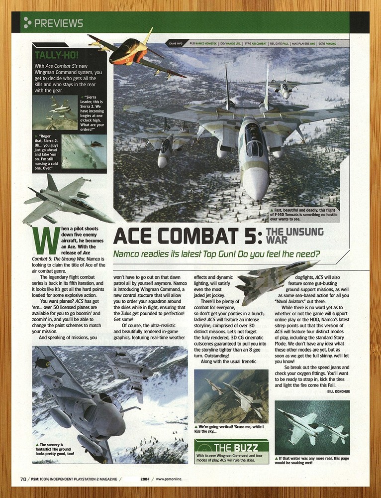 Authentic 2004 Ace Combat 5 The Unsung War PS2 Print Ad Poster Video Game Art-image
