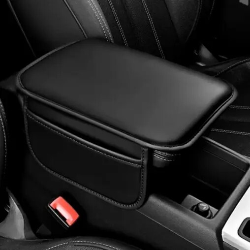 Car Leather Seat Armrest Cushion Protector with Storage Pad