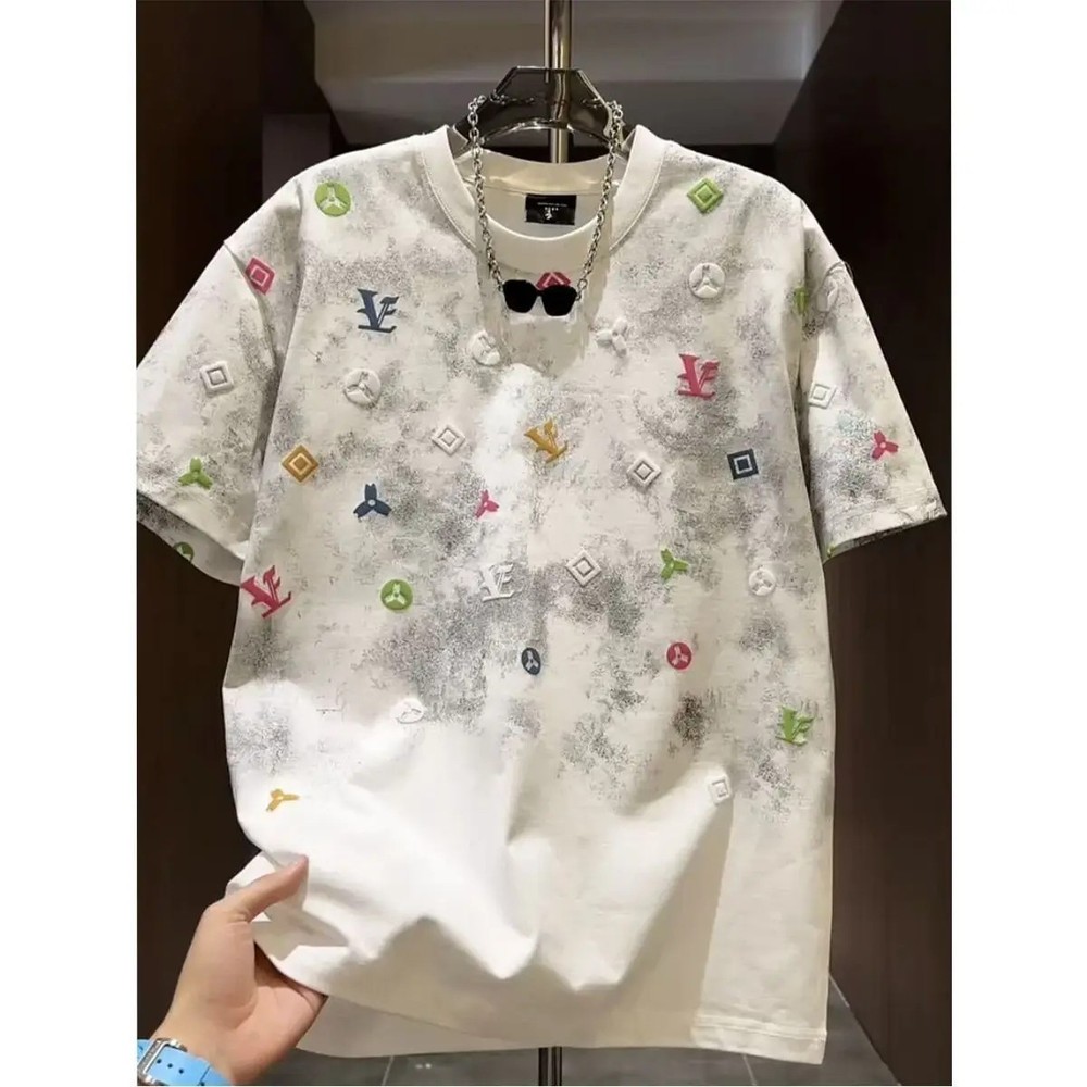 Men's Trendy Tie-Dye Short Sleeve T-Shirt Summer Casual Slim Fit Crew Neck Top