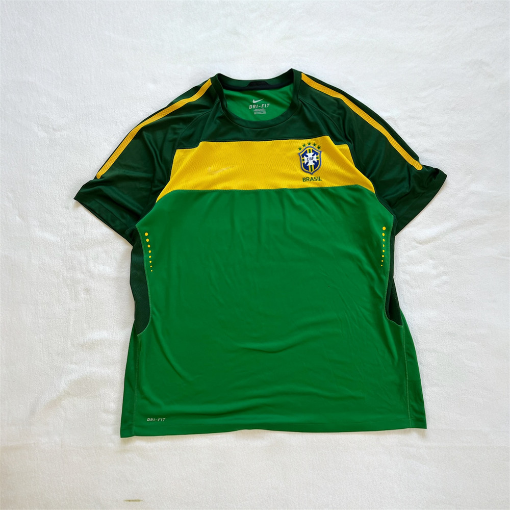 Nike Brazil 2010 Training Shirt XXL Vintage Soccer Jersey Green 371849-302 CBF