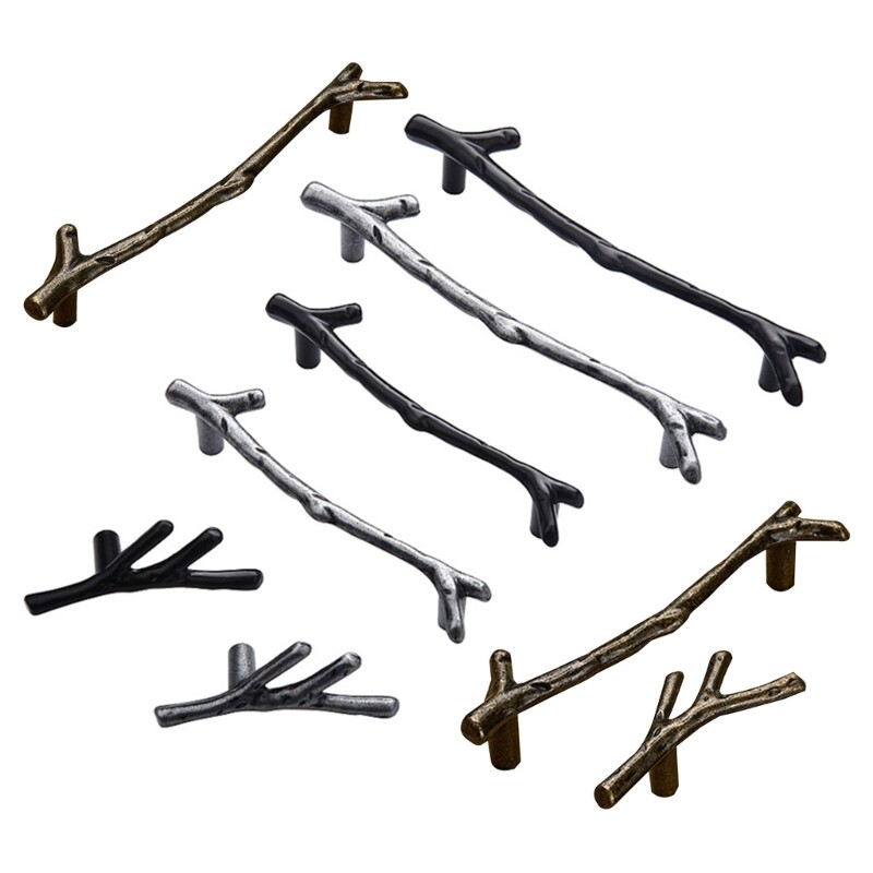 Zinc-Alloy Tree Branch Drawer Pull Vintage Furniture Handle for Bedside Cabinets