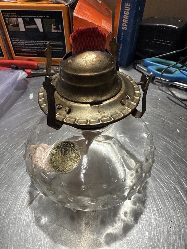 Lamplight Farms Glass Oil Lamp, Vintage, 1980s, Mid-Century Modern no top glass