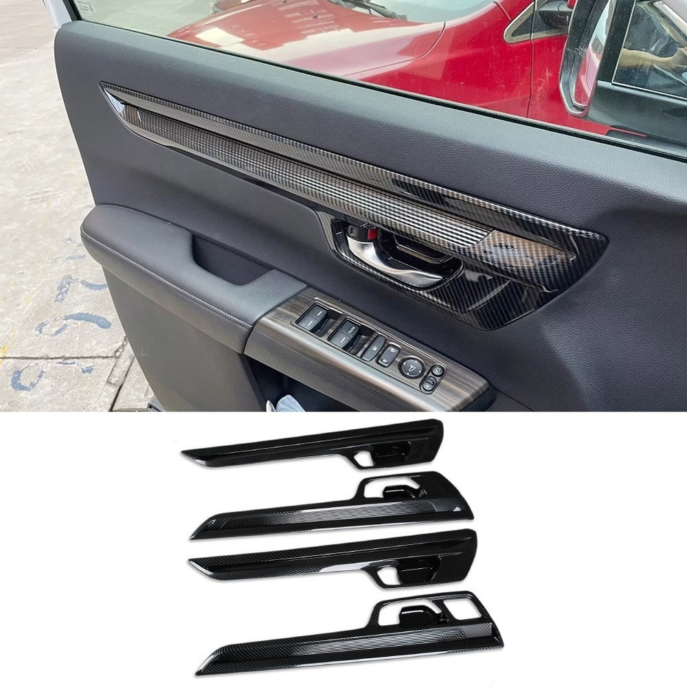 Fit Honda CRV CR-V 2023-2026 Interior Door Handle Bowl Cover Trim Carbon Fiber