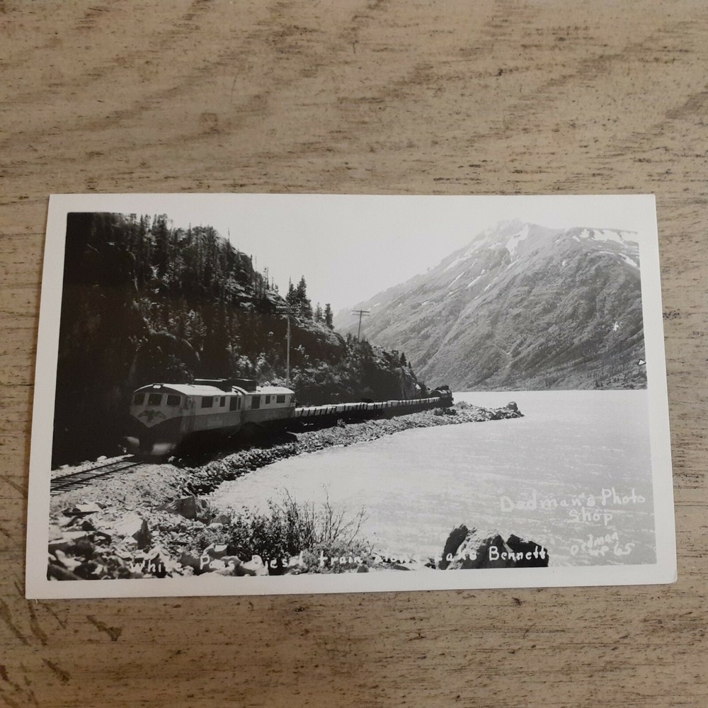 VTG 1965 Post Card WP&Y White Pass Yukon train Lake Bennett BC Canada