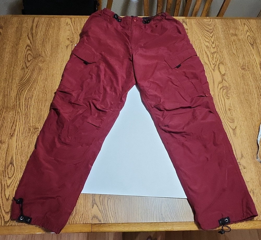 Utility Red Maroon Men's Pants Cargo Drawstring Waist Size 34 Pockets