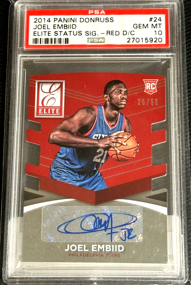 2014 Panini Joel Embiid Red Die-Cut #24 RC Autograph Auto /99 PSA 10 Gem Mint