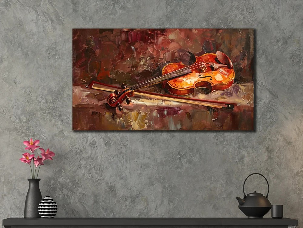 Vintage Violin Music Instrument Paint Unframed Canvas Print Australian Wall Art
