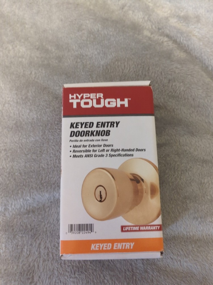 Hyper Tough Keyed Enter Doorknob Polished Brass Finish FREE SHIPPING