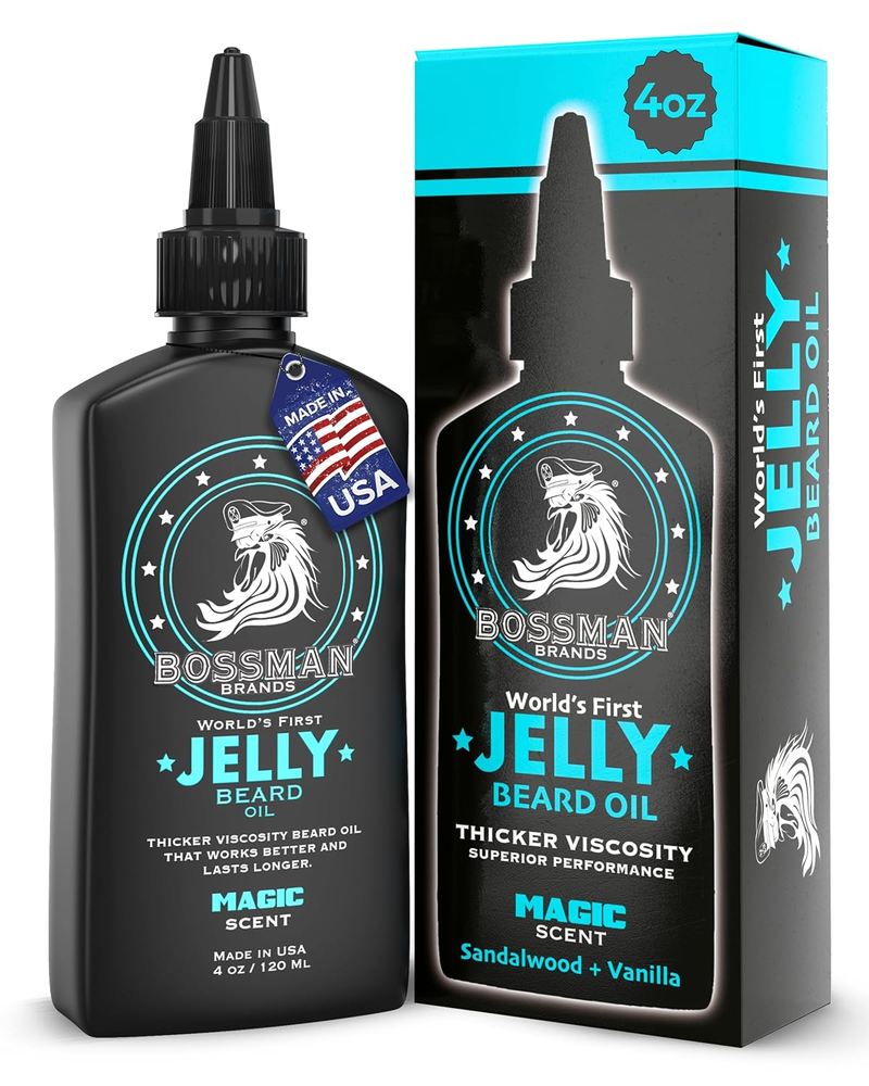 Jelly Beard Oil for Men (4 Oz, Magic Scent) – Softens, Moisturizes & Conditions