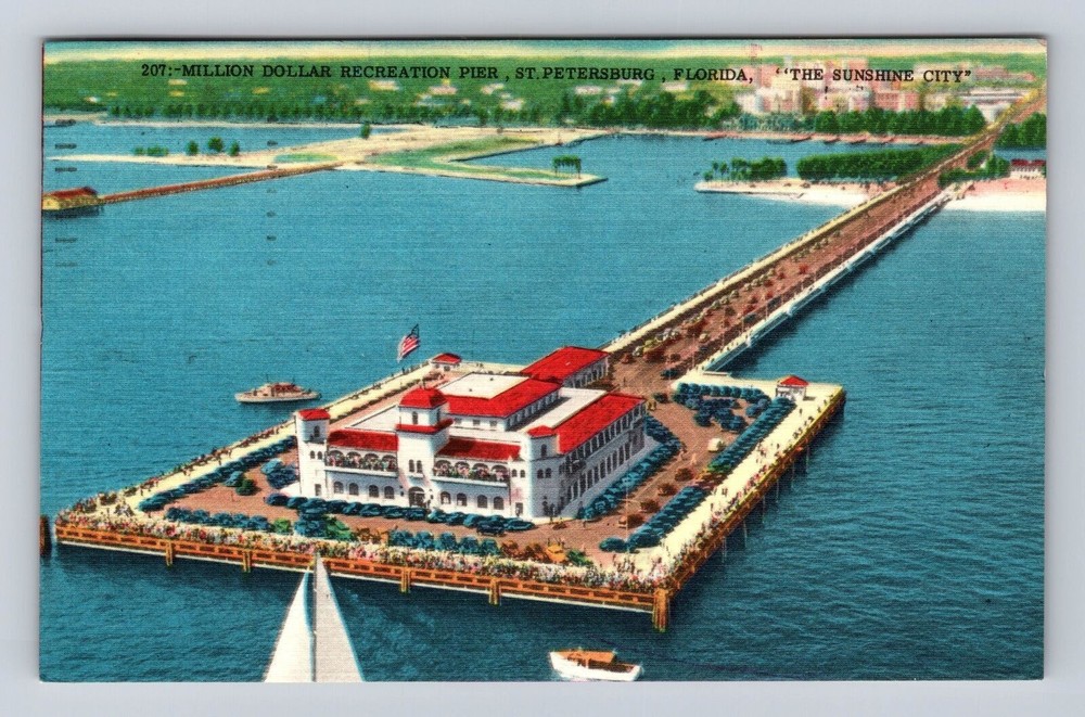 St Petersburg FL-Florida, Million Dollar Recreation Pier, Vintage c1958 Postcard