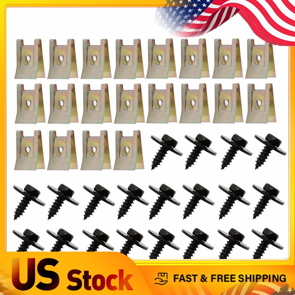 40PCS BMW Metal Car Screw Body Fender Bumper U Retainer Clips Fastener Kit