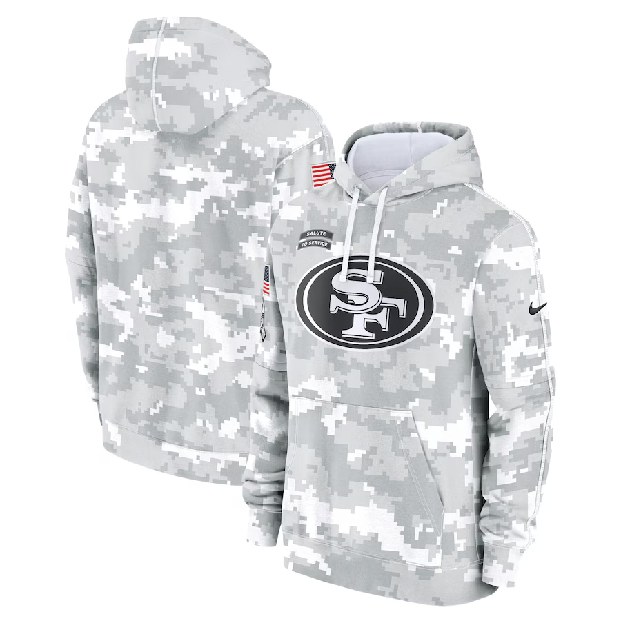 San Francisco 49ers 2024 Salute to Service Club Fleece Pullover Hoodie Arctic Ca