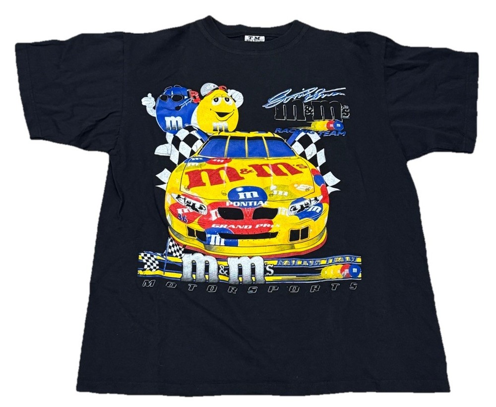 Vintage 90s M&M'S NASCAR Racing Tee Shirt Men’s Size XL USA 36 Ernie Irvan