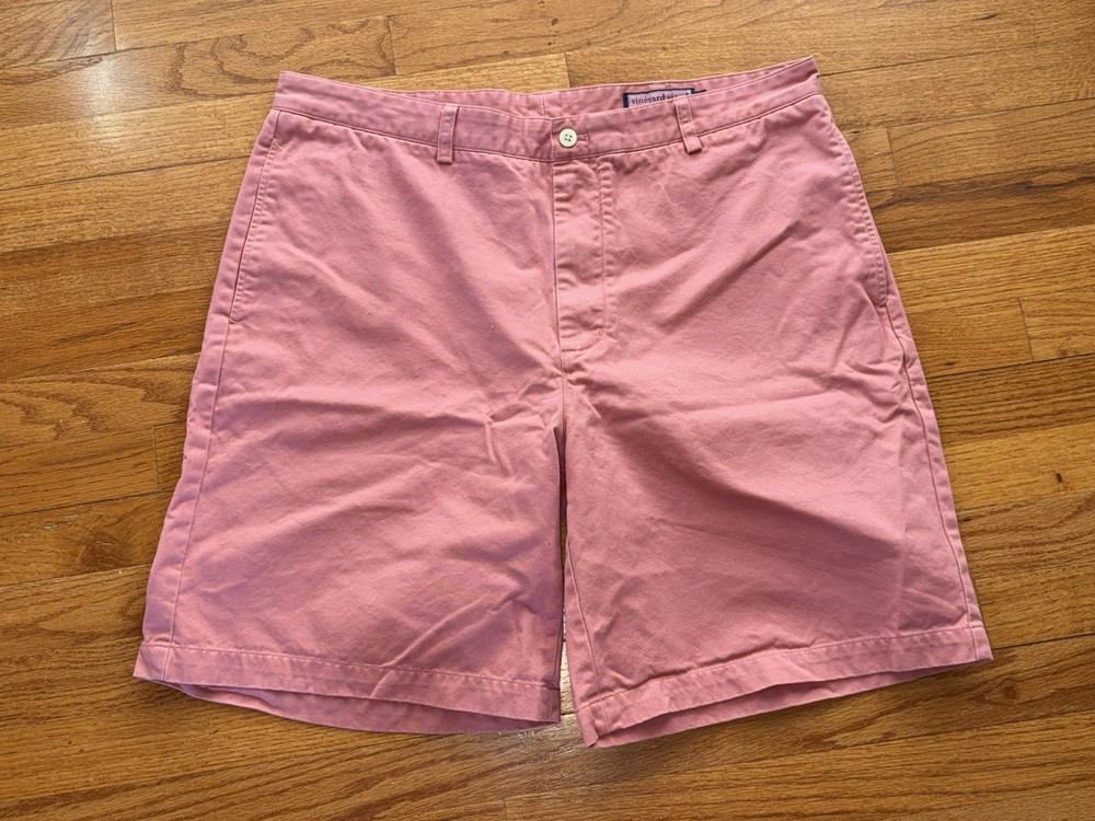 Mens Vineyard Vines Coral Jersey Red Club Shorts Flat Front Chino Shorts Size 38