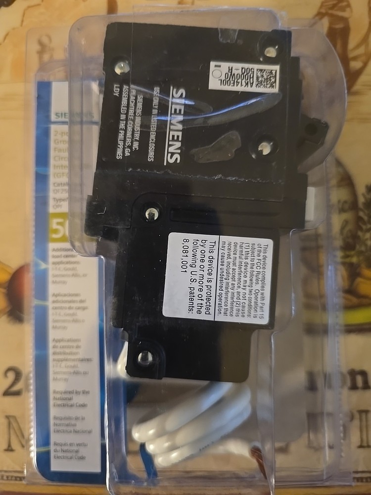 NEW! Siemens QF250AP 50-Amp 2 Pole 240V Ground Fault Circuit Interrupter Breaker