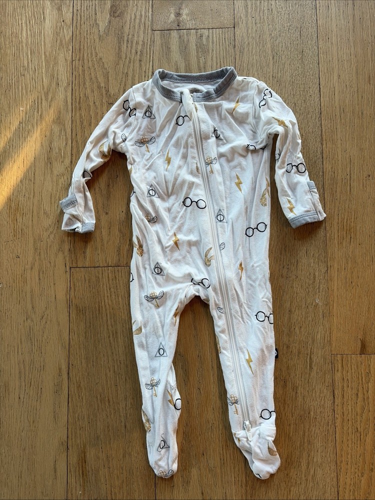 Kyte Baby Size 0-3 Month Harry Potter Footed Zip Up Sleeper Icon Bamboo Hogwarts