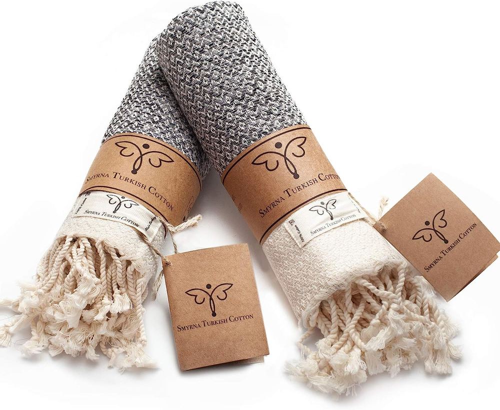 Smyrna Original Turkish Cotton Hand Towels 16x40 Inches 100% Cotton Prewashed Soft Absorbent