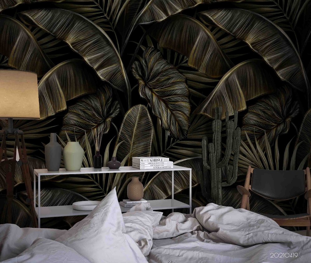 3D Plant Leaves Pattern Wall Murals Wallpaper Murals Wall Sticker