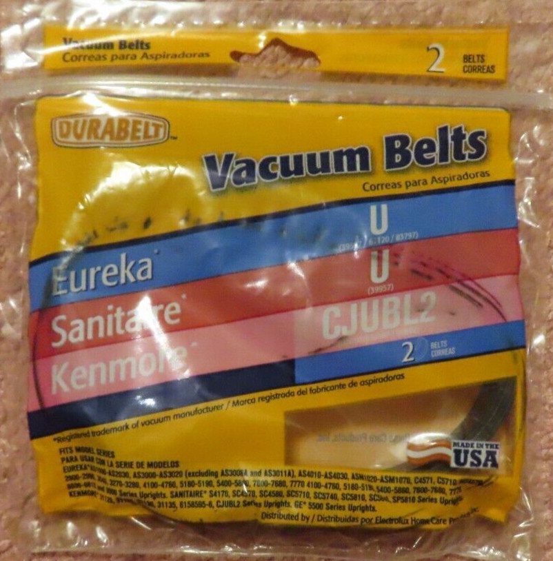 Durabelt 2 Pack Vacuum Belt Eureka U Sanitaire U Kenmore #65312BQ Unopened  NEW
