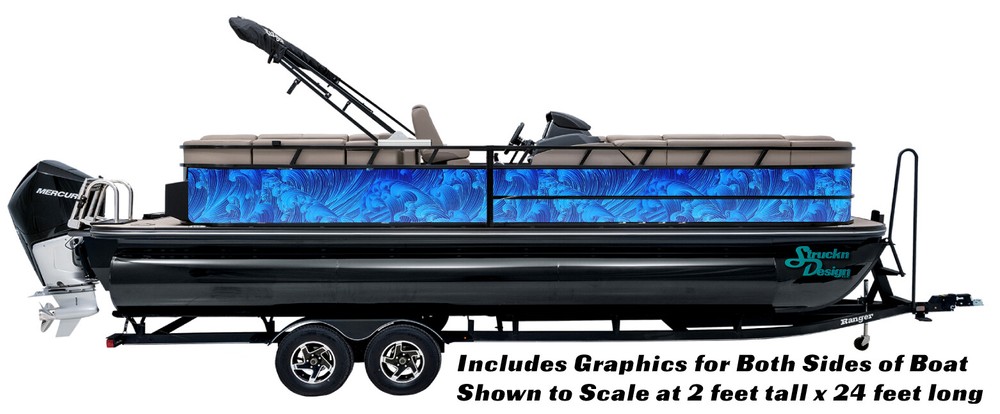 Artistic Waves Abstract Curve Graphic Wrap Decal Bass Pontoon Vinyl Fishing Boat-image