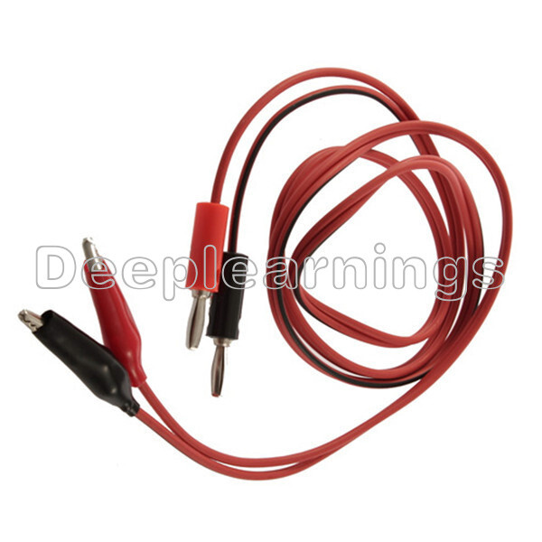 Alligator Test Lead Clip To 4mm Banana Plug Probe Cable 1M Red + Black NEW