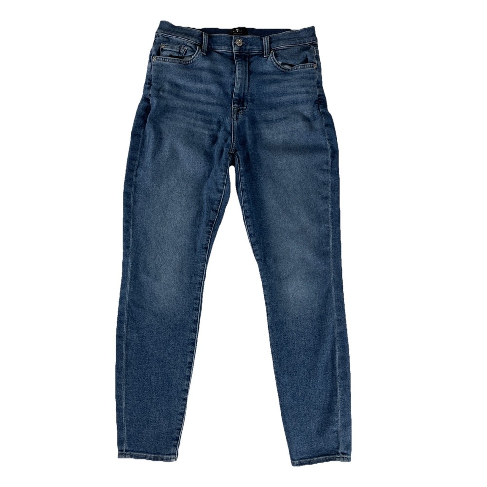 7 For All Mankind High Waist Ankle Skinny Jeans Women’s 29 Blue Stretch Denim