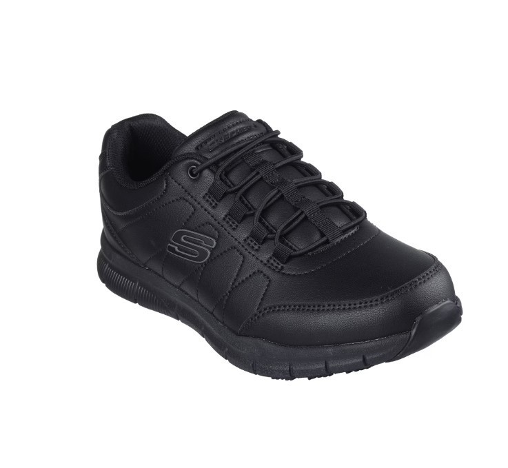 Skechers Work Men's Nampa Osil Slip Resistant Bungee Slip On Work Sneakers Black