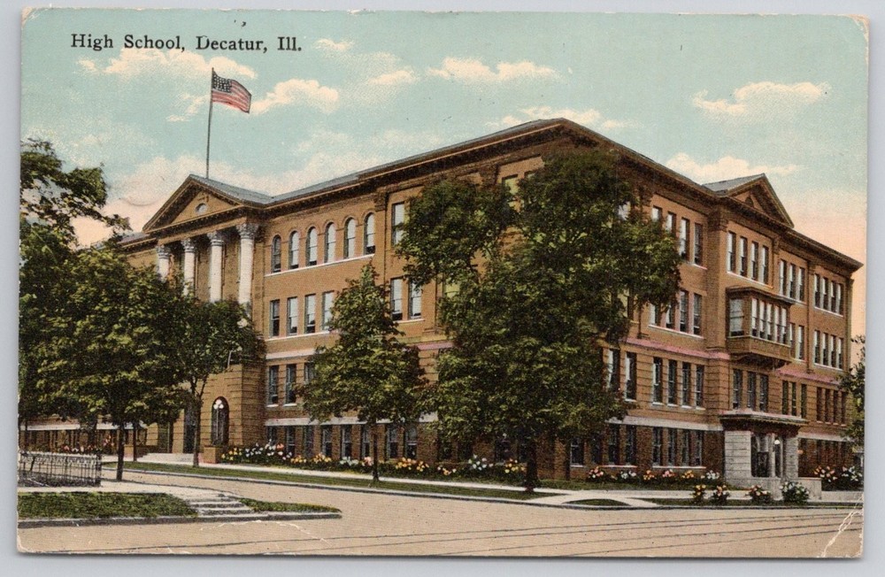 Decatur Illinois High School Vintage Postcard E. C. Kropp Co. Posted 1910s