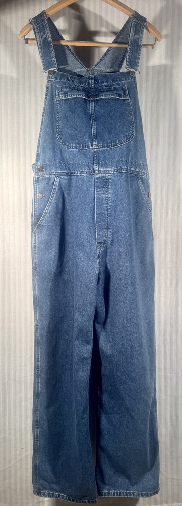 Vintage 90s Bib Overalls Blue Denim Riveted by Lee Utility Size 36