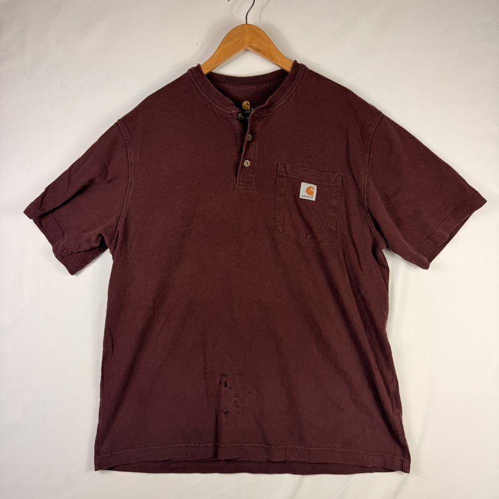 Carhartt Men's Original Fit 100% Cotton Pocket Henley T-Shirt L Red K84