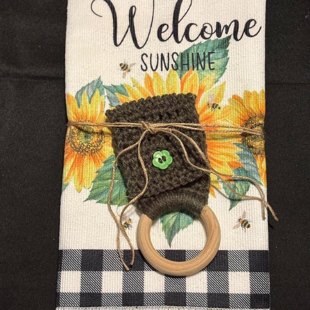 Brown & Green Crochet Sunflower Handmade Decorative Flower