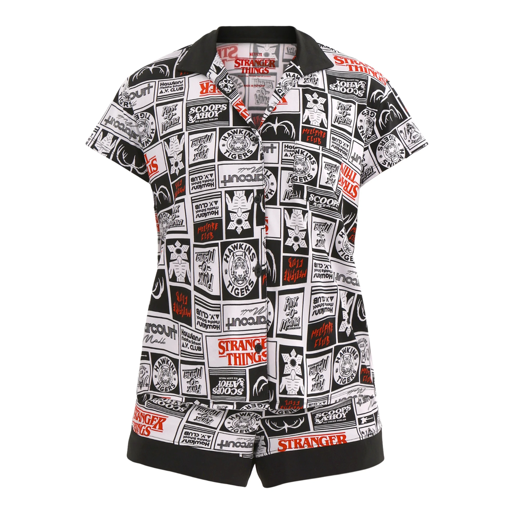 NEW Stranger Things Netflix 2pc Pajama Short Set Hellfire Club Demogorgon NWT