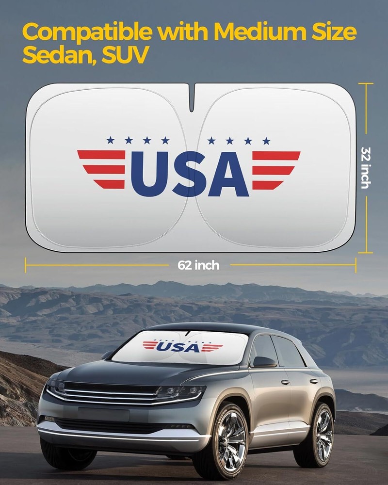 Foldable UV-Blocking Sun Shade Visor Protector for Truck and Car Windshields