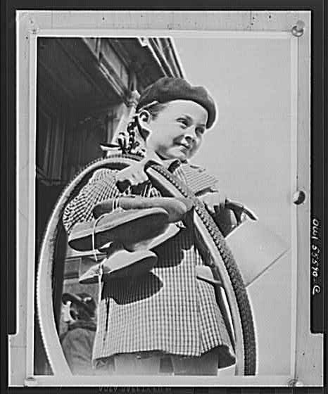 Photo:Young Girl With Hose 1940s Black and White Portrait