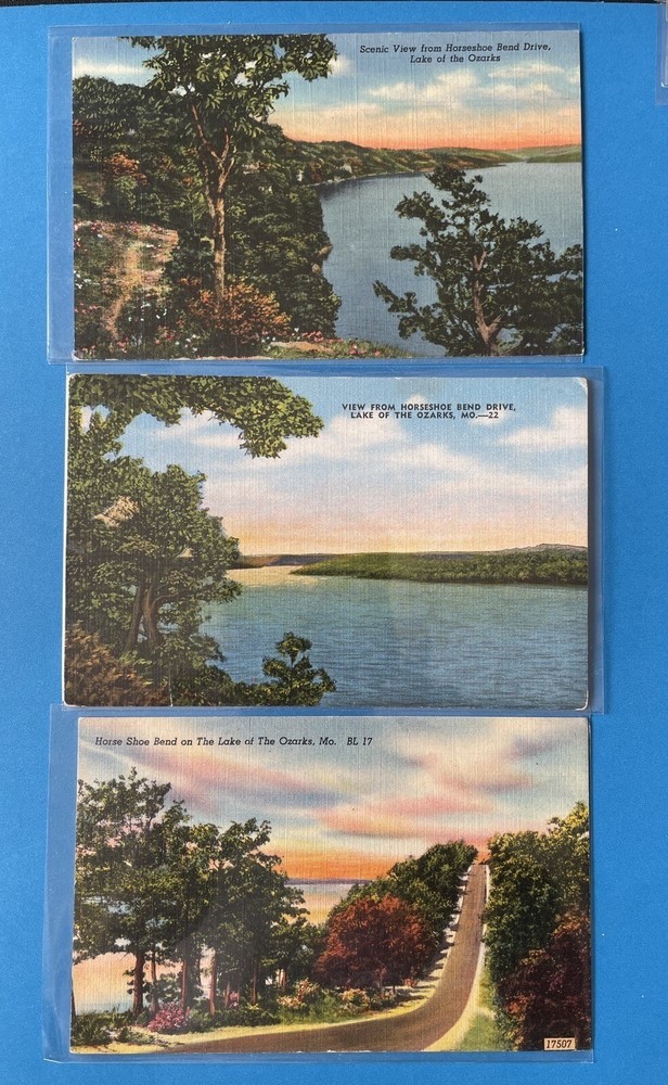 LAKE of the OZARKS Horseshoe Bend Drive Missouri MO Postcard Lot