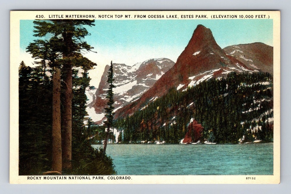 Rocky Mountain National Park-Little Matterhorn, Odessa Lake, Vintage Postcard
