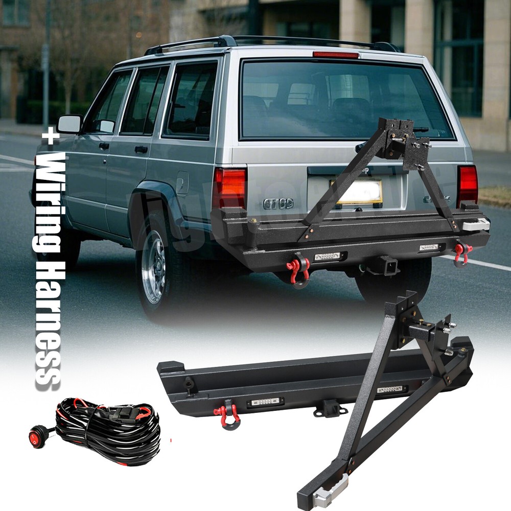 Steel Rear Bumper with Spare Tire Rack for 1984-2001 Jeep Cherokee XJ